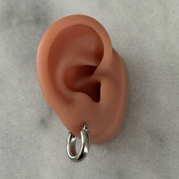 COPY - Sterling Silver Tube Huggie Hoop Earrings Brand New - Picture 2 of 4